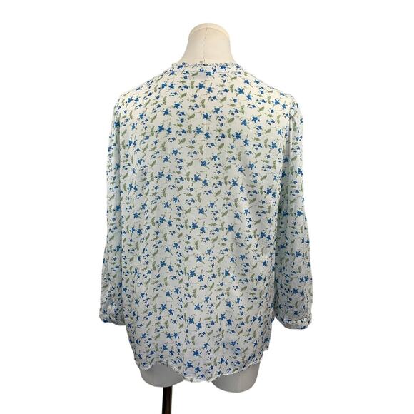 Women’s Lucky Brand white blue floral boho peasant top NWT Sz L - Picture 8 of 9